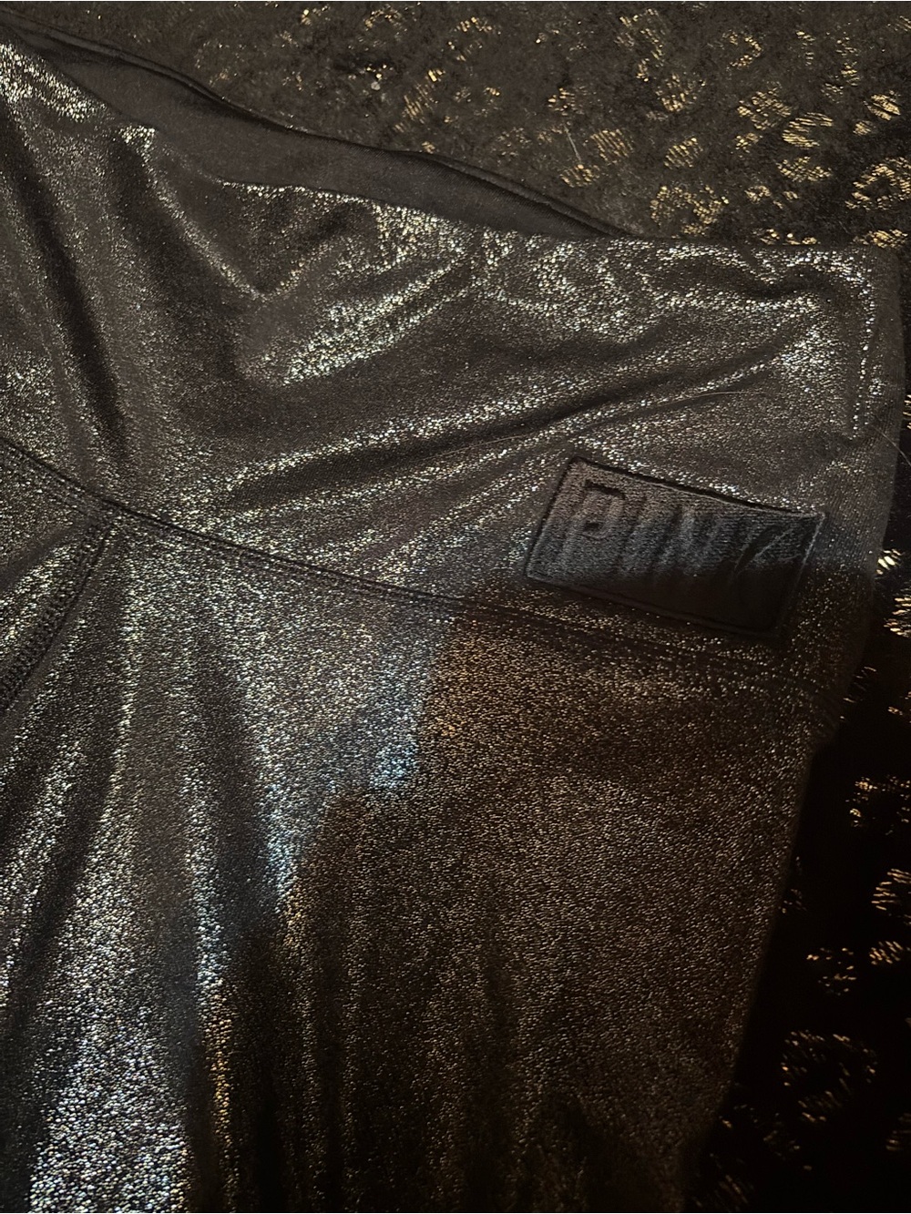 PINK Ultimate High-Waist Black Foil Cut  Leggings NWOT